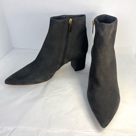 New L’AGENCE  Women Jeanne Pointed Toe
Graphite Gray Brown Suede Bootie - Picture 1 of 11
